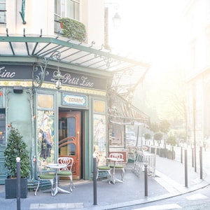Fotografia di Parigi - Mattina a Le Petit Zinc, Arredamento per la casa di Parigi, Arte murale di Parigi, Fotografia artistica di viaggio, Arte da cucina, Grande arte murale