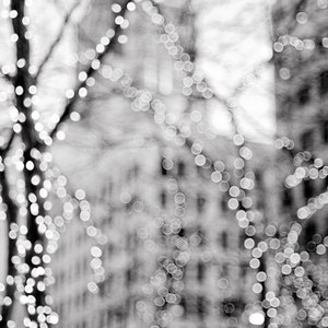 City Fairy Lights Photo Set Four Fine Art Photographs, Paris, Urban, Magical Home Decor, Black and White, Large Wall Art image 2