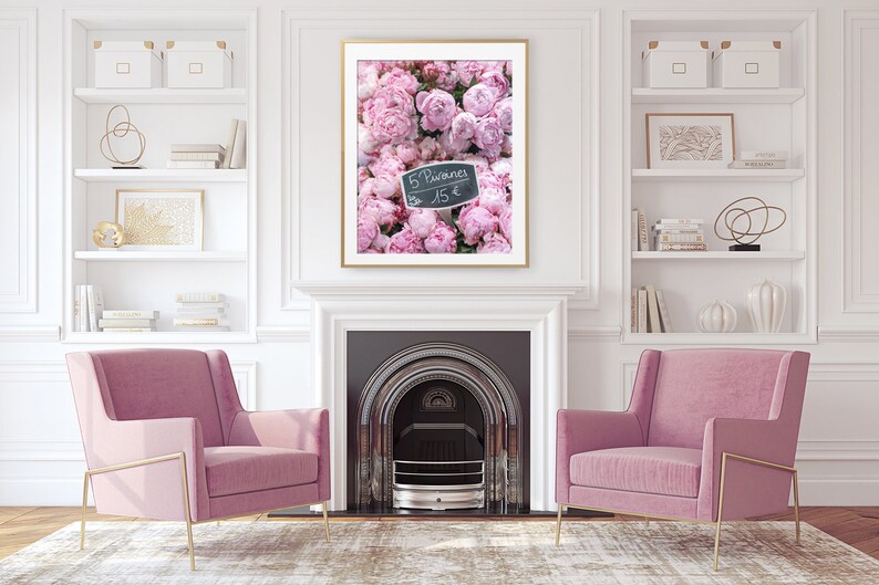 Parispionfotografi - Pionförsäljaren, Vertikal Stor Väggkonst, Resefotografi, Blommig Fransk Heminredning bild 4