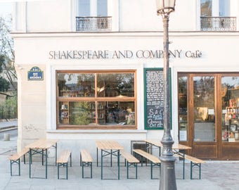 Paris Cafe Photography - Shakespeare and Company Cafe, Paris Wall Art, Travel Fine Art Photograph, Kitchen Art, Large Wall Art