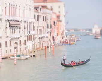 Venice Photography - The Gondolier, Grand Canal, Blue Sea, Italy Wall Decor, Travel Wall Art, Large Wall Art