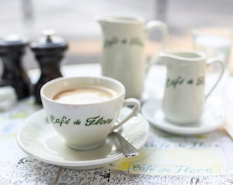 Paris Photography -  Morning at Cafe de Flore, Sidewalk Cafe, Kitchen Decor, Large Wall Art, French Home Decor