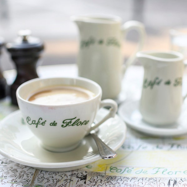 Paris Photography -  Morning at Cafe de Flore, Sidewalk Cafe, Kitchen Decor, Large Wall Art, French Home Decor
