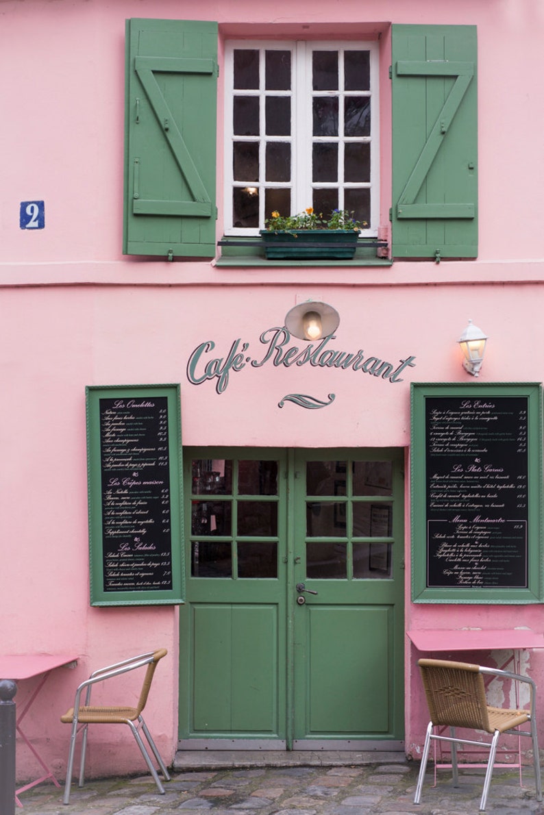 Paris Photography Pink and Green Cafe La Maison Rose Etsy