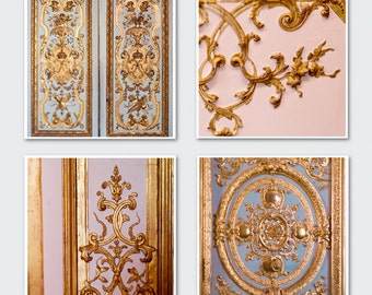 Paris Photography Set, Golden Details of Versailles - Four Square Photographs, Large Wall Art, French Wall Decor