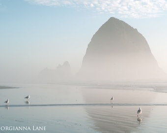 Ocean Photography - Cannon Beach, Oregon, Haystack Rock, Waves, Mist, Sea, Summer, Fine Art Photograph, Wall Decor