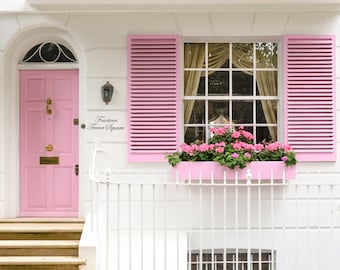 London Photography - Trevor Square, London, Pastel Pink House, England Travel Photo, Large Wall Art, Home Decor