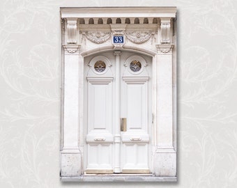 Paris Photo on Canvas, Cream Door #33, Fine Art Photograph Printed on Gallery Wrapped Canvas, Large Wall Art, French Home Decor