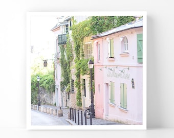 Paris Photography - Pink Street in Montmartre, 5x5 Paris Fine Art Photograph, French Home Decor, Wall Art, Paris Gallery Wall