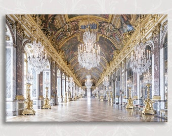 Photograph on Canvas, Hall of Mirrors, Paris Fine Art Photo on Gallery Wrapped Canvas, Travel Home Decor,  Large Wall Art