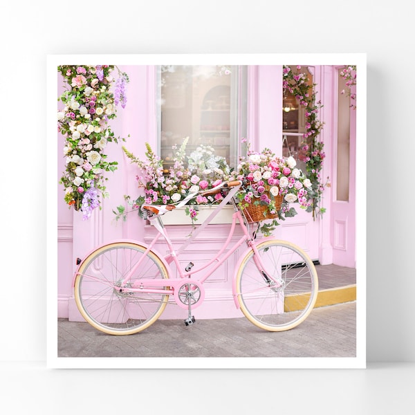 London Photography - The Flower Bicycle, 5x5 London Fine Art Photograph, London Home Decor, Wall Art, London Gallery Wall