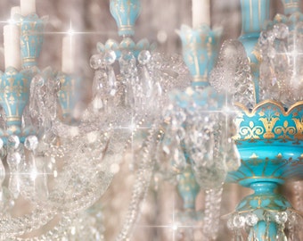 Paris Photography - Blue Chandelier, French Fine Art Photograph, Home Decorating, Wall Decor