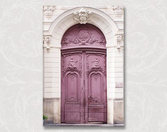 Paris Photo on Canvas, Purple Door in Saint Germain, Paris Architecture Photography, Fine Art Photograph, French Home Decor, Large Wall Art