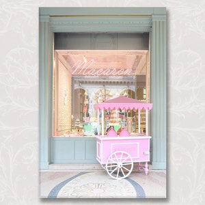 Paris Photo on Canvas, Ice Cream Cart in Paris, Laduree Paris, Pink Travel Photography, French Home Decor, Large Wall Art