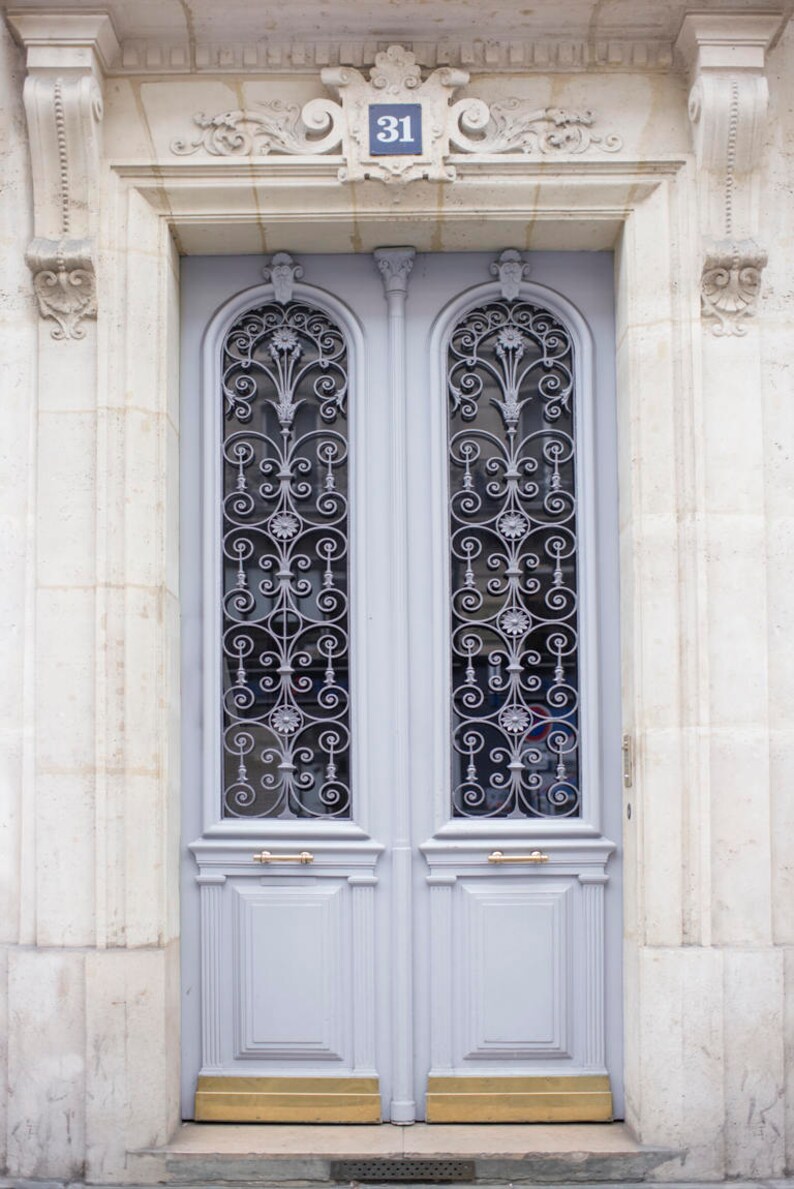 Kollektion av konsttryck i Paris - Paris i fransk blått, pastellblått och krämfärgat tavelvägg, Eiffeltornet, blåregn, stor väggkonst bild 3