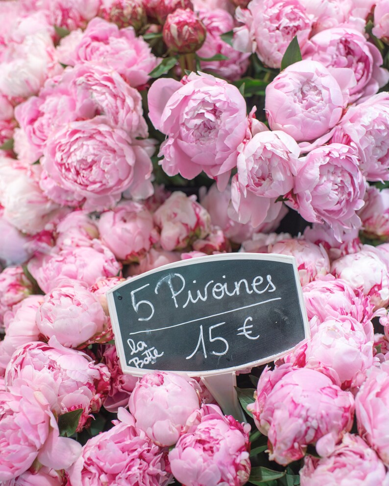 Parispionfotografi - Pionförsäljaren, Vertikal Stor Väggkonst, Resefotografi, Blommig Fransk Heminredning bild 2