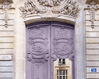 Paris Photography - Mauve Door, Architectural Photography, Travel, French Home Decor, Large Wall Art