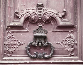 Paris  Photography - Mauve Door and Knocker, Paris Art Print, French Home Decor, Large Wall Art, Travel Photography, Gallery Wall