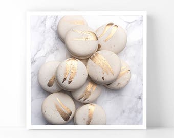 Paris Photography - Gold Macarons, 5x5 Paris Fine Art Photograph, French Home Decor, Wall Art, Paris Gallery Wall