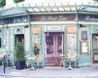 Paris Photography - Le Petit Zinc, Paris Home Decor, Paris Wall Art, Travel Fine Art Photograph, Kitchen Art, Large Wall Art