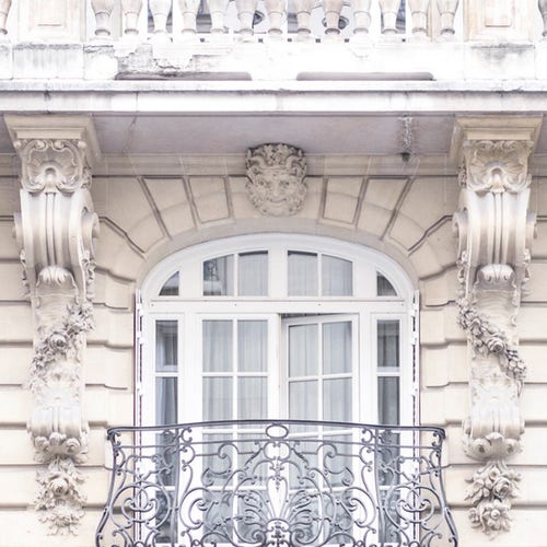 Photographie de Paris - rêves de balcon, photographie de voyage d'architecture, grand art mural, décoration intérieure française neutre, photo d'art