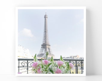 Paris Photography - Bouquet with a View, 5x5 Paris Fine Art Photograph, French Home Decor, Wall Art, Gallery Wall