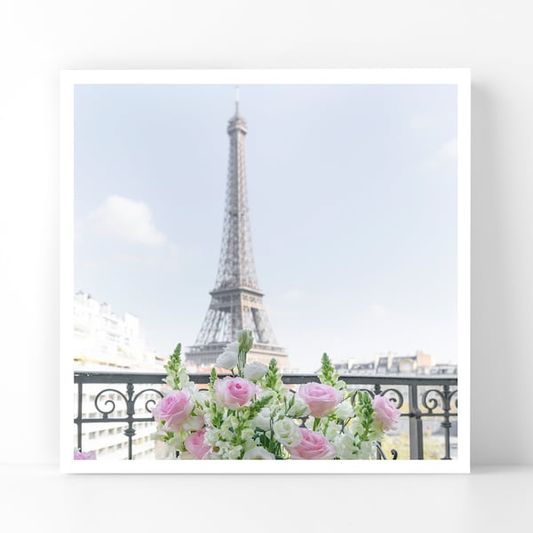 Paris Photography - Bouquet with a View, 5x5 Paris Fine Art Photograph, French Home Decor, Wall Art, Gallery Wall