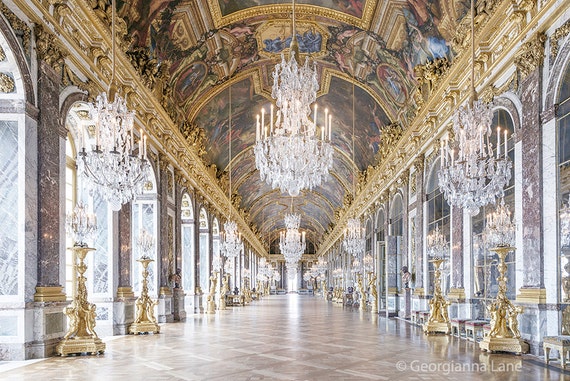 Paris Photography Hall Of Mirrors Versailles Art Print Chandeliers French Wall Decor Large