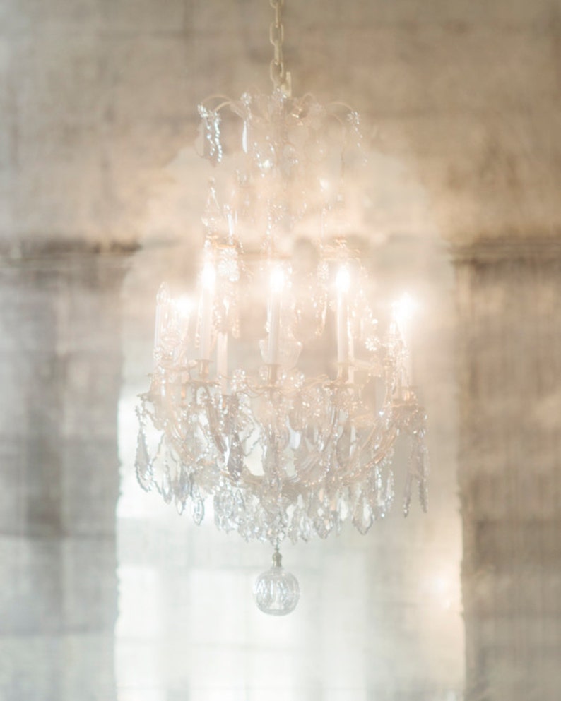 Paris Chandelier Photography Crystal Dreams, Large Wall Art, Neutral French Home Decor image 1