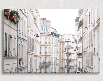 Photograph on Canvas, Apartments in Montmartre, Paris Fine Art Photo on Gallery Wrapped Canvas, Travel Home Decor,  Large Wall Art