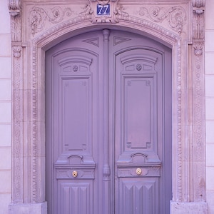 Fotografía de París - Puerta de lavanda, decoración de la casa arquitectónica, decoración francesa, arte de la gran pared