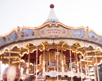 Paris Photography - Carrousel Magique, Carousel, Twinkle Lights, Paris Fine Art Photograph, Nursery Decor, Large Wall Art