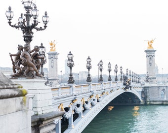 Paris Photography - Foggy Morning, Pont Alexandre III, River Seine, Paris Fine Art Photograph, Large Wall Art, French Home Decor,