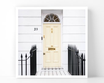 London Photography - The Yellow Door, 5x5 London Fine Art Photograph, London Home Decor, Wall Art, London Gallery Wall