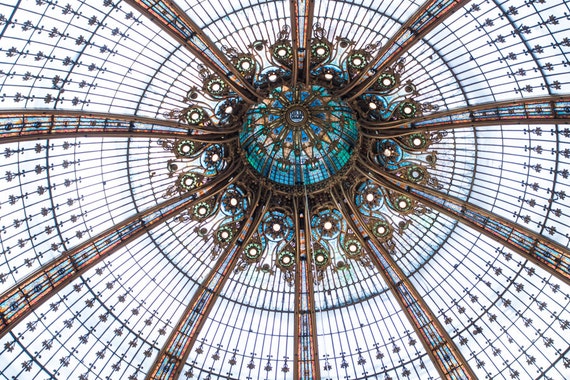 Paris Photography Galeries Lafayette Ceiling Teal Blue Etsy