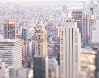 Fotografie - Glimmer, Stadt Skyline von New York bei Dämmerung, Manhattan urbanen Wohnkultur, große Wandkunst