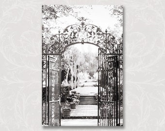 Fine Art Photo on Canvas,Italian Garden Photography - Il Giardino, Nature Photography, Black and White Wall Decor