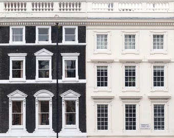 London Photography - Henrietta Street, London, Black and White Houses, England Travel Photo, Large Wall Art, Home Decor, Gallery Wall