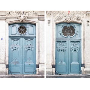 Paris Photography - The Blue Doors, Les Portes Bleue, Set of Two, Architectural Paris Photograph, French Home Decor, Large Wall Art