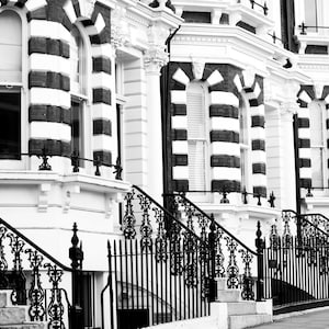 London Photography - Hornton Street, London, Black and White Houses, England Travel Photo, Large Wall Art, Home Decor, Gallery Wall