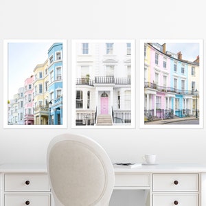 London Fine Art Photography Collection –  London Pastels, Colorful Houses, Paddington, Travel Photography, Gallery Wall, Large Wall Art