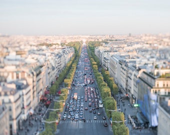 Paris Photography - Champs Elysees from the Arc de Triomphe, Paris Rooftops, French Travel Home Decor, Large Wall Art