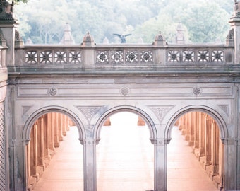 New York City Photography - Dawn at Bethesda Terrace, Central Park, Urban Architecture Photograph, Home Decor, Large Wall Art