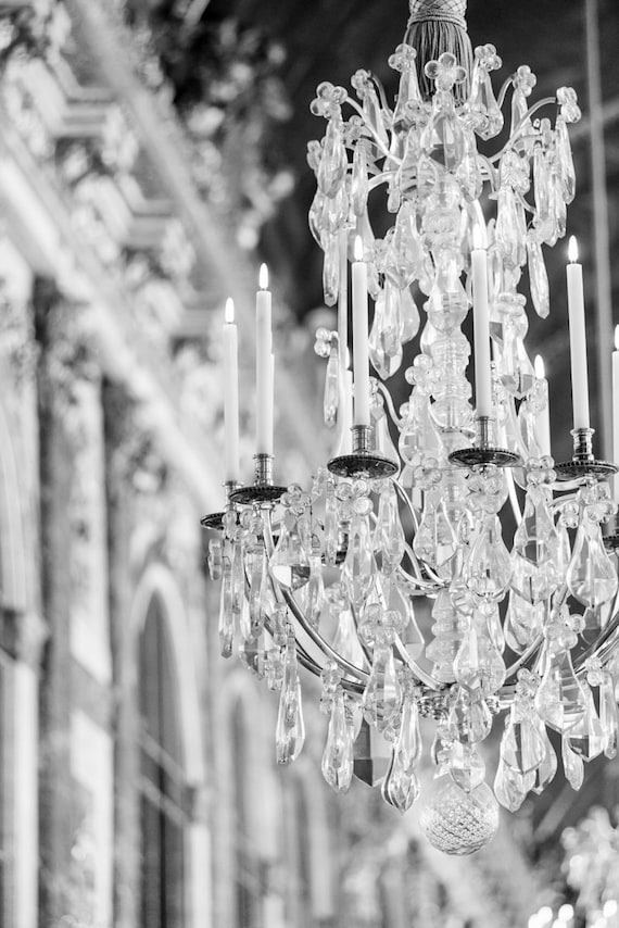 Paris Photography Versailles Chandelier Black and White Paris Art Print French Wall Decor Large Wall Art