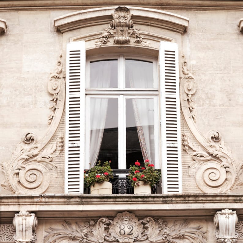 Paris Window Photography Le Fenetre, French Home Decor, Large Wall Art image 2