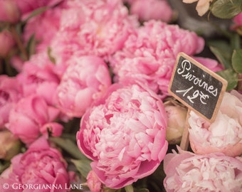 Paris Photography - Les Pivoines, Paris Peonies in Parisian Flower Market, France, French Fine Art Travel Photo, Wall Art, Home Decor