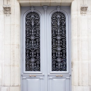 Paris Photography - Blue Grey Door, Architecture Photography, Travel Fine Art Photograph, French Home Decor, Large Wall Art