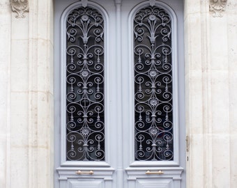 Paris Photography - Blue Grey Door, Architecture Photography, Travel Fine Art Photograph, French Home Decor, Large Wall Art