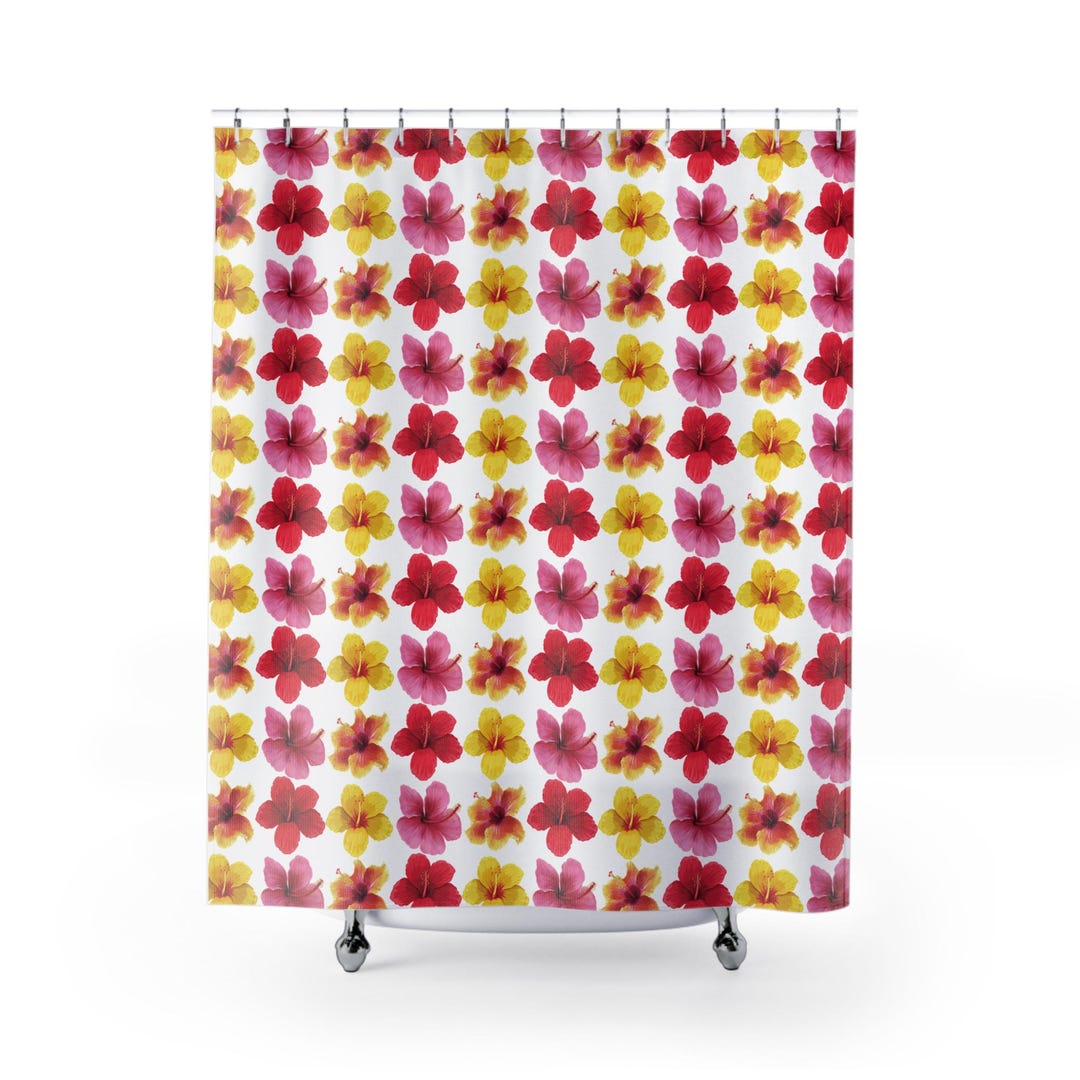 Hibiscus - Tropical Floral Shower Curtain - Colorful Hibiscus Design ...