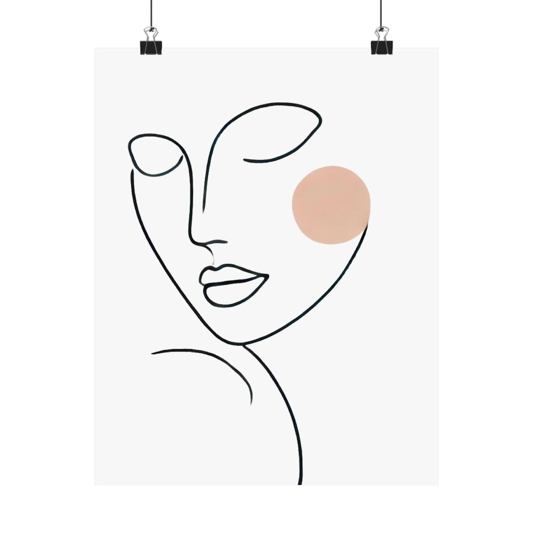 Title: Minimalist Face Line Art Print, Modern Abstract Wall Decor Boho ...